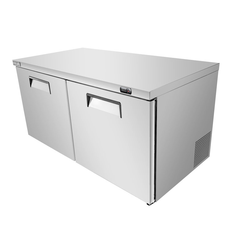 VITLIFE 48" W Commercial Under Counter Freezer, 13.1 Cu.ft, 2 Doors,Stainless Steel Worktop Undercounter Freezer for Restaurant, Bar, Shop