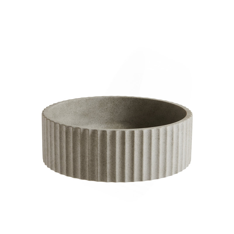 Lavabo de salle de bain de 35,5 cm (14 po), lavabo rond en microciment, sans meuble, sans robinet ni couvercle, couleur gris ciment