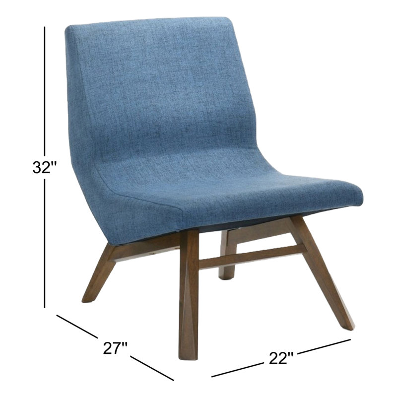 Danity Upholstered Lounge Chair With Ottoman, Blue Polyester