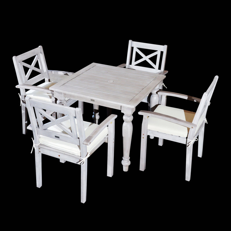 5-Piece Square Dining Set, Patio Dining Table With Chairs