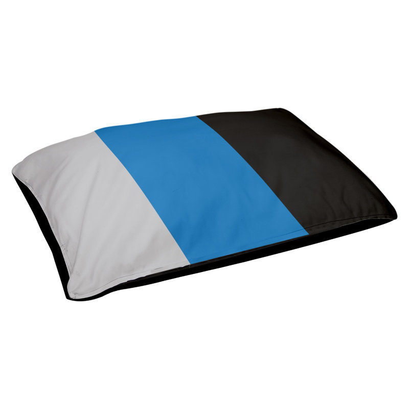 Coussin d'extérieur New York, Moyen (H 9,5 po x l 28 po x P 18 po), Argent / bleu / noir
