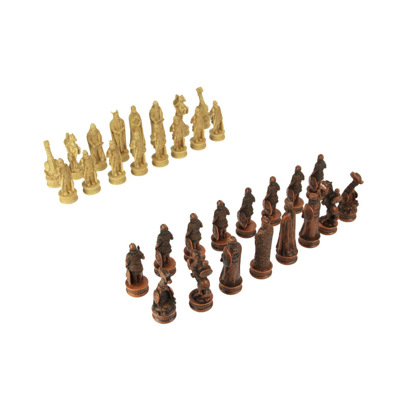 Hand-Painted Viking Chess Set with Resin Figures
