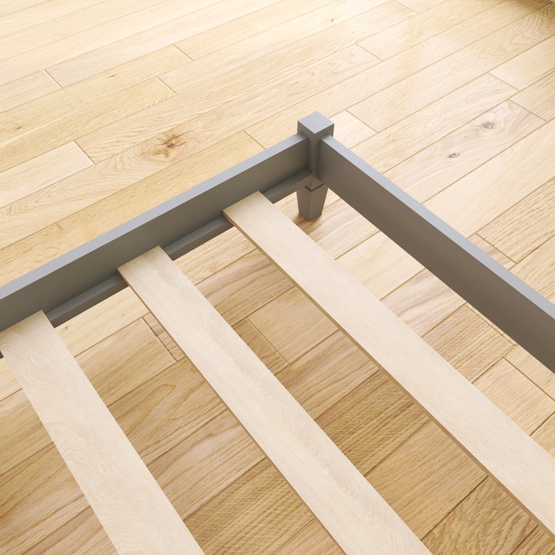 Modern Full Size Wood Bed, Gray