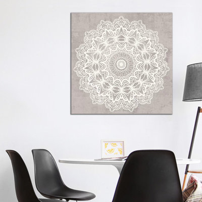Contemporary Lace Neutral VI v2 Vintage 1 Piece Wrapped Canvas Wall Art