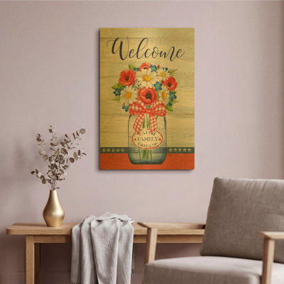 «Patriotic Glass Jar» par Mollie, art mural en métal doré, 16 po x 24 po