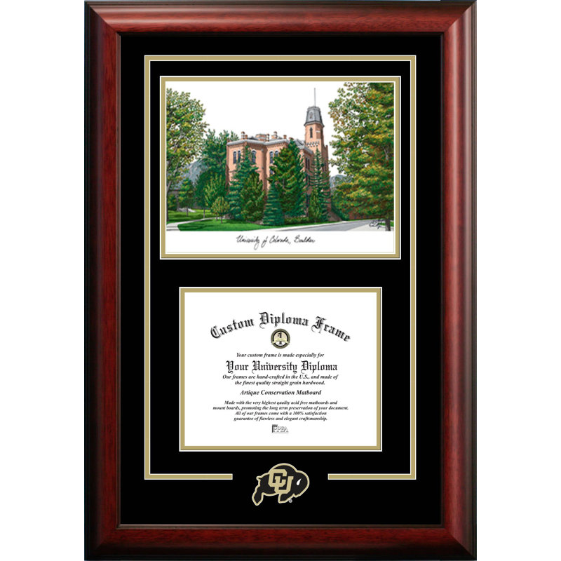 NCAA Colorado Buffaloes Spirit Graduate Diploma with Campus Images Lithograph Frame