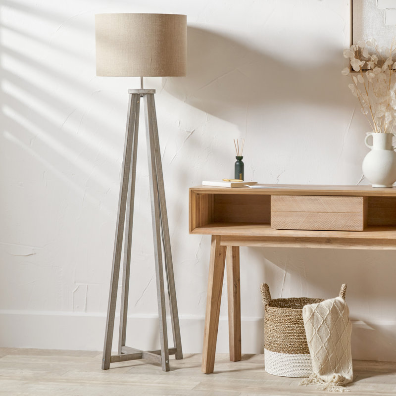 161cm Traditional Floor Lamp, Grey, Beige