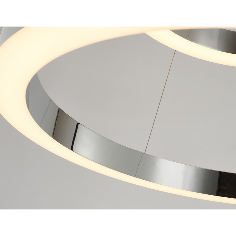 Lustre halo moderne à 2 lumières DEL, Chrome