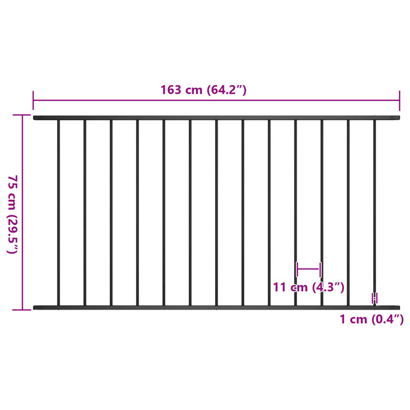 Foxburg Metal Fence Panels, Black