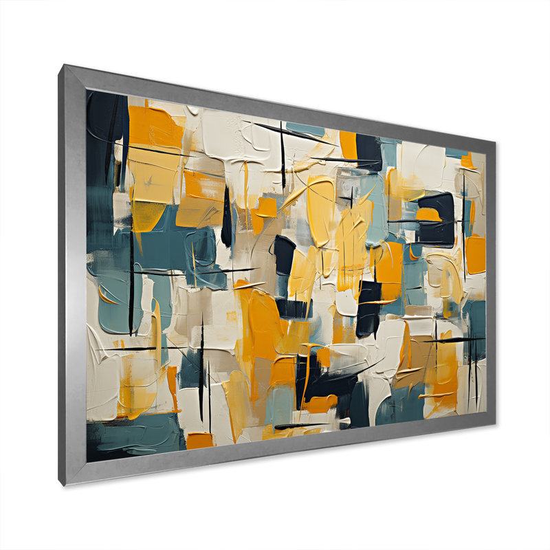 «Squared Ceremonian Abstract Expressionism I», reproduction d'art sur toile, H 12 po x l 20 po x P 1 po, Cadre simple argenté