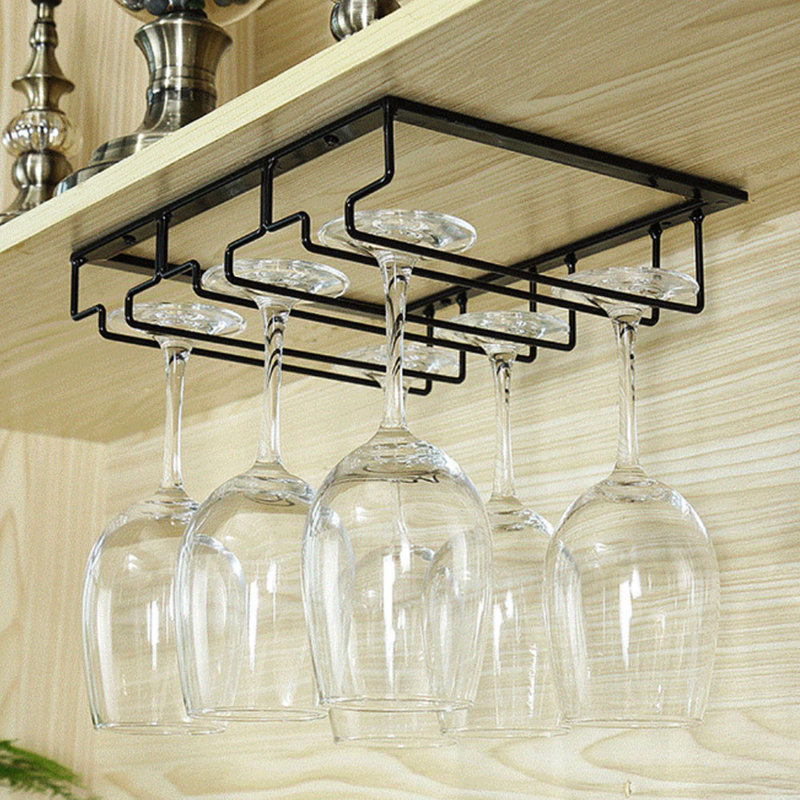 Tilley Hanging Wine Glass Rack in Black