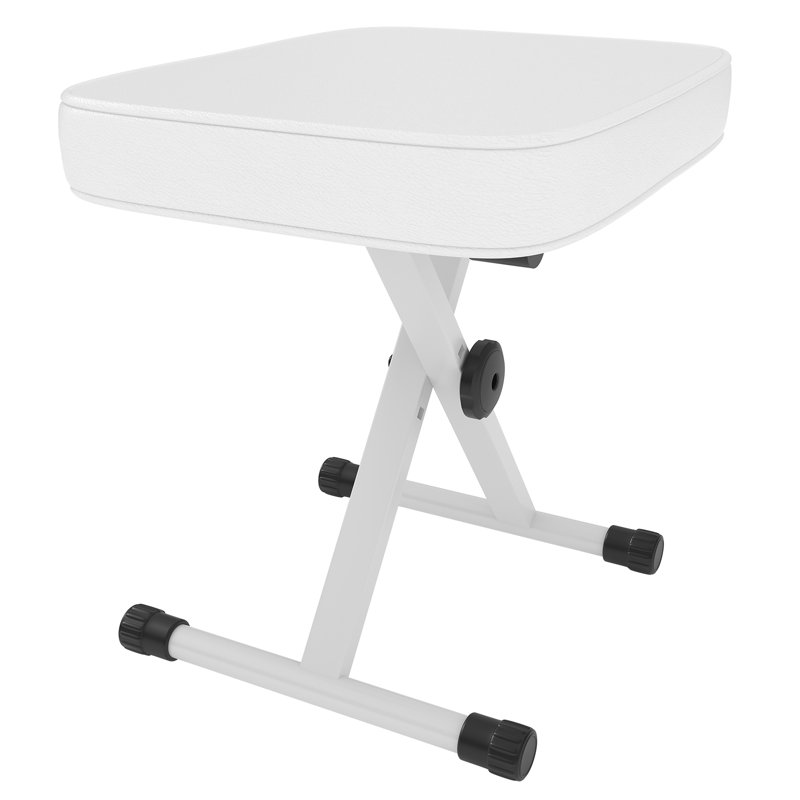 Banc à clavier pliable réglable en X avec siège rembourré en éponge haute densité de 2,5 pouces, Blanc