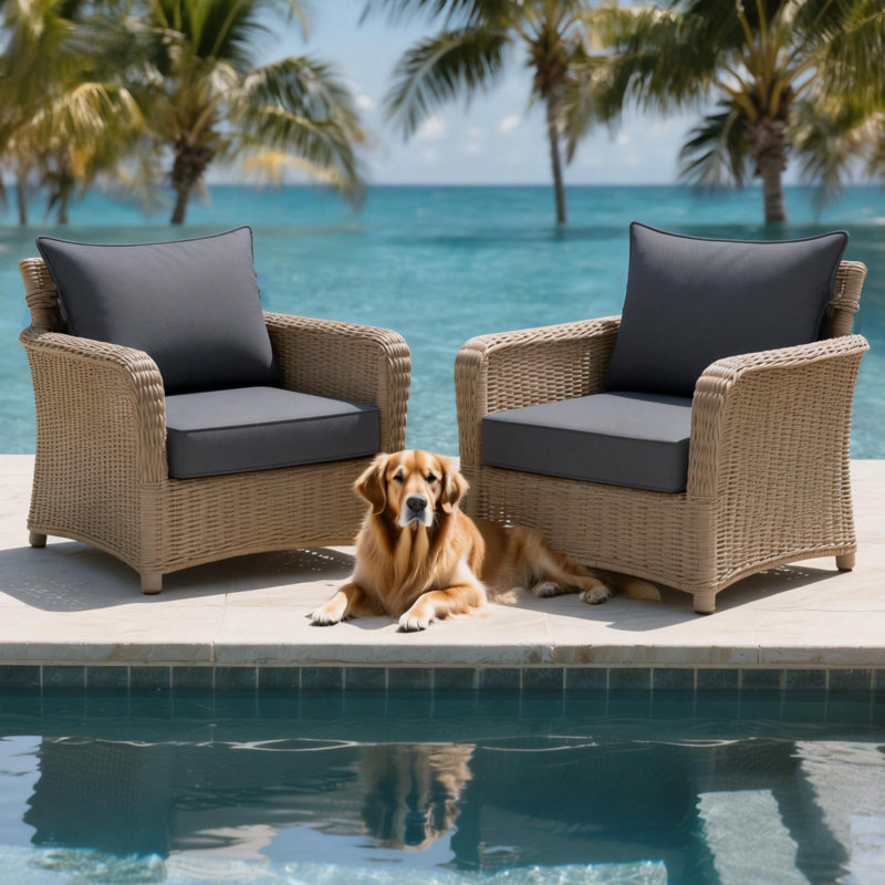 19 x 19 In Patio Furniture Cushions set of 2, Fade Resistant Outdoor Seat Cushions witj 4 pairs of Ties, Deep Seat Cushion for Seat Patio Chairs, Rattan Furniture, Wicker Seating, outdoor Adirondack Chair,Light Grey