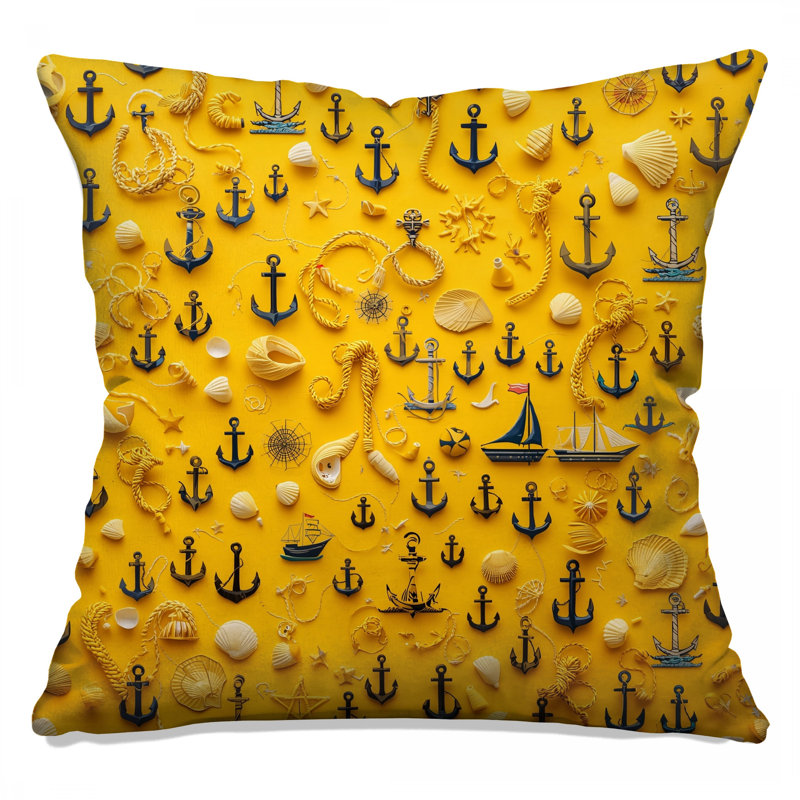Coussins décoratifs Nautical Anchors Ropes Seashells, 14 X 14 pouces