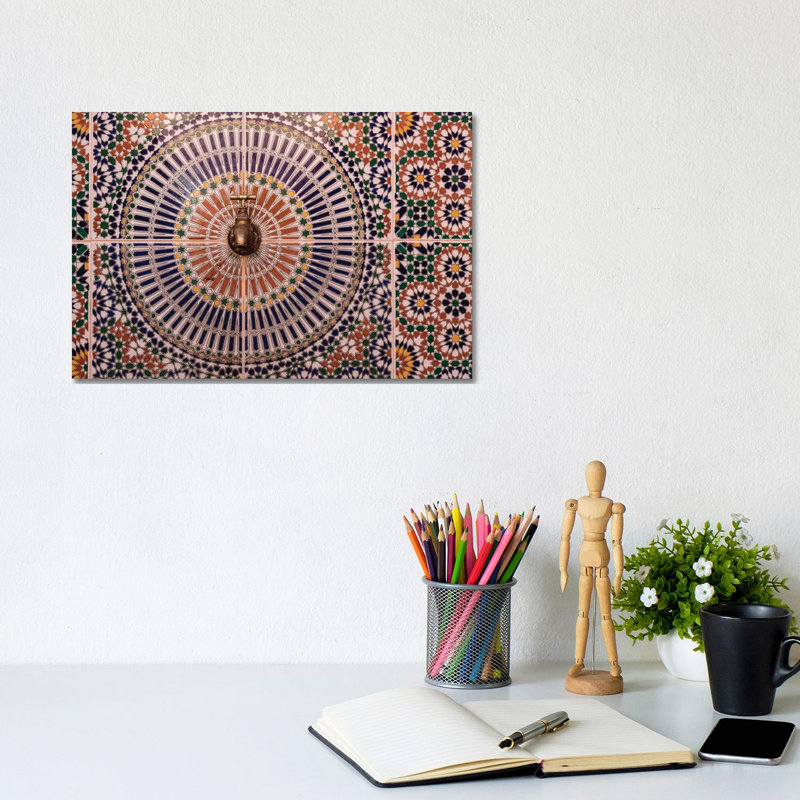 Africa, Morocco. Close-up Of Tile Design Patterns Around Faucet. by Jaynes Gallery - Wrapped Canvas Print