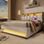 Lit plateforme tapissier avec système de rangement hydraulique, chargement DEL et USB (sans matelas)-868334091-868334101