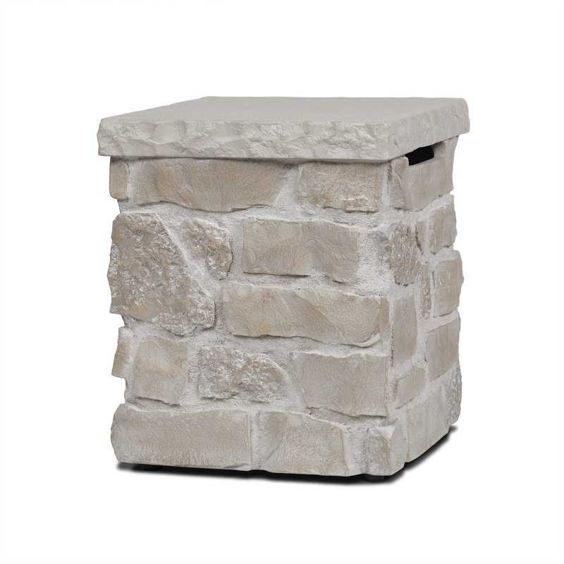 Scottsdale Stone Propane Tank Cover And Side Table In Beige By Real Flame