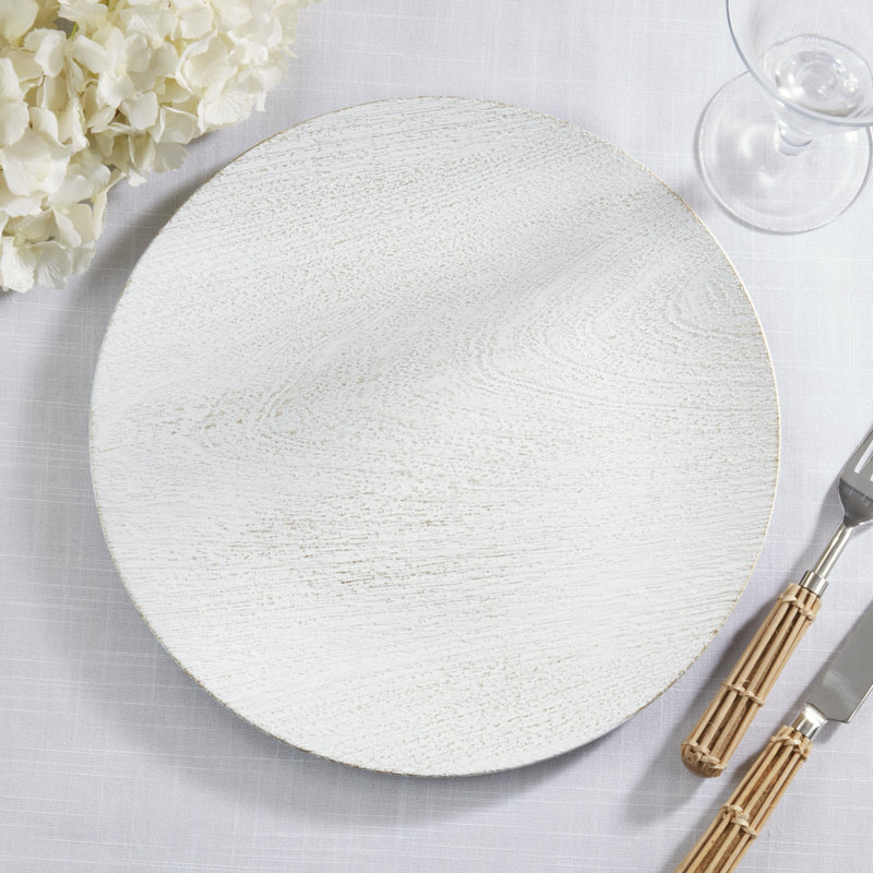 Assiettes décoratives texturées (ensemble de 4) - Chargeurs de table ronde pour la salle à manger et le divertissement, 13 po