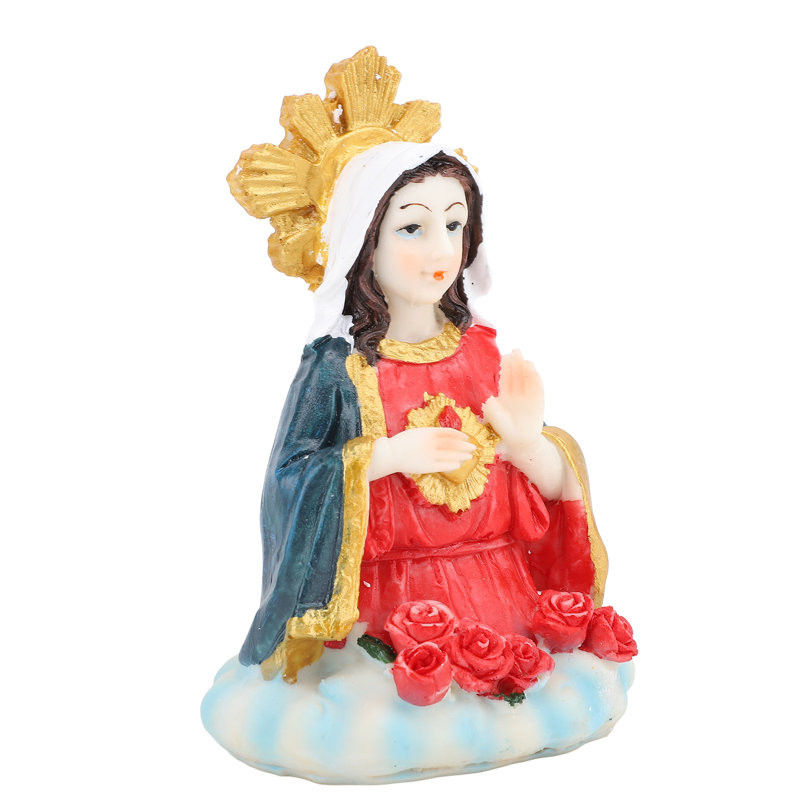 Statue buste de la Vierge Marie, résine de table 5 pouces au cœur exquise de la table