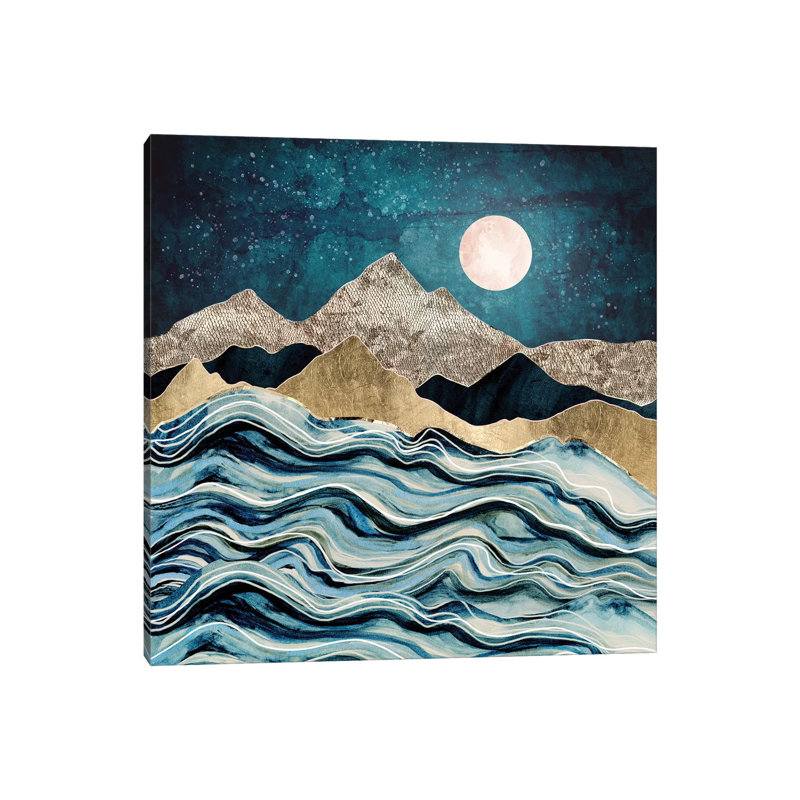 Indigo Sea by SpaceFrog Designs - Wrapped Canvas Painting, 45.72 cm H x 45.72 cm W x 1.91 cm D