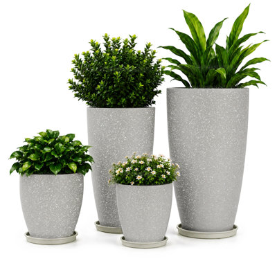 Grands pots de fleurs d'extérieur, lot de 4, 25/30/53/61 cm, rouge bordeaux