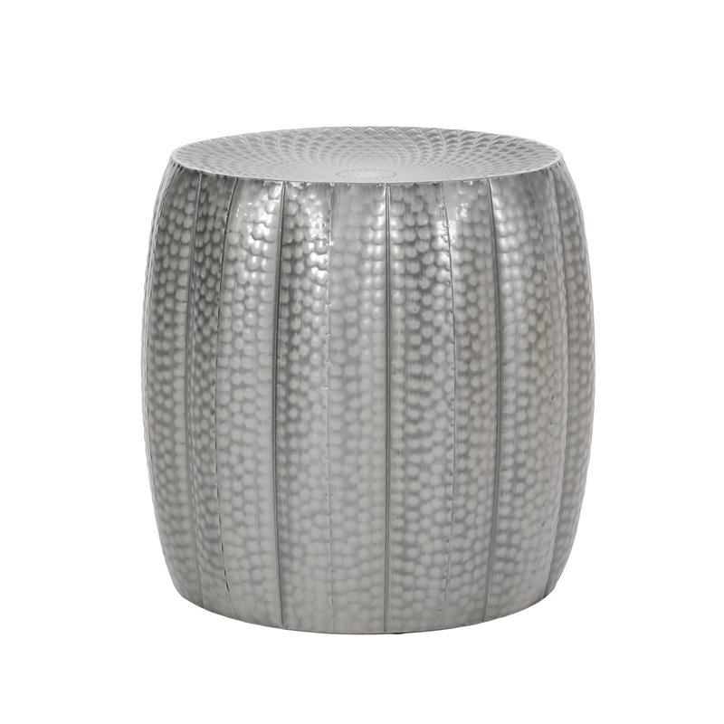 Alorah Iron Top End Table, Antique Brush Silver