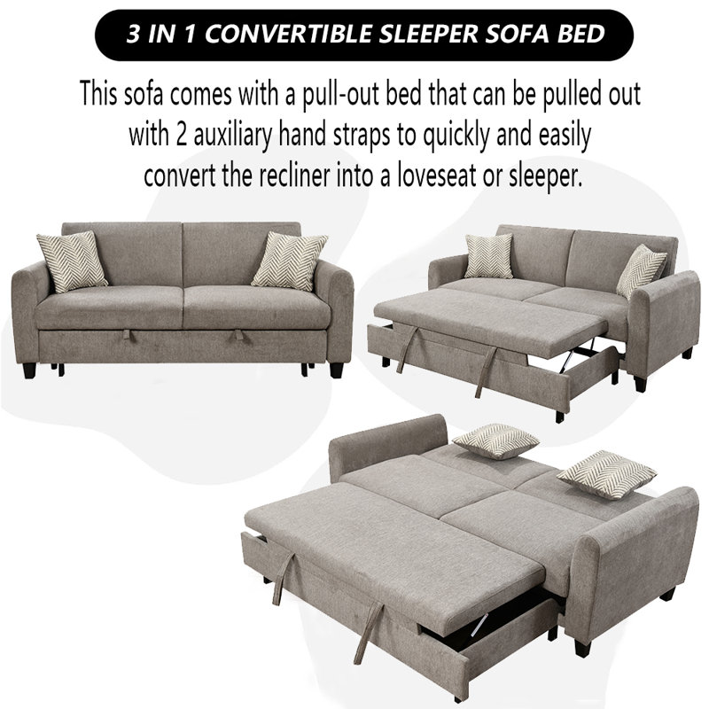 Canapé convertible Ruarie, Mélange de polyester brun pâle