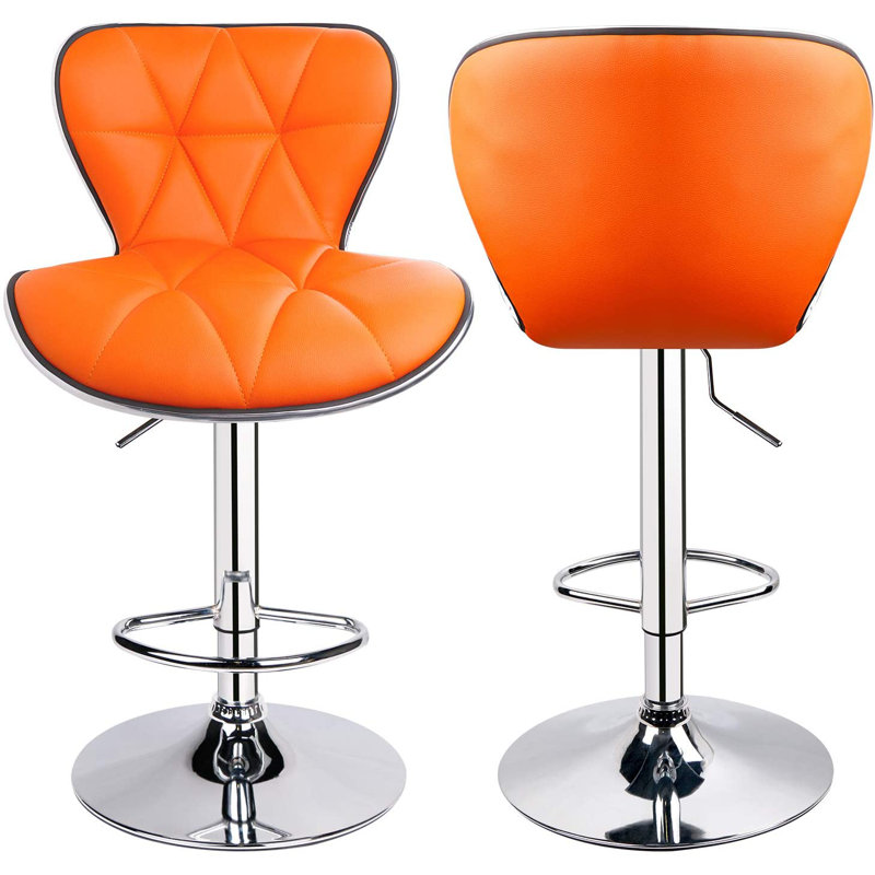 Anjolee 32.5'' Swivel Adjustable Height Counter Stool with Metal Frame, Orange
