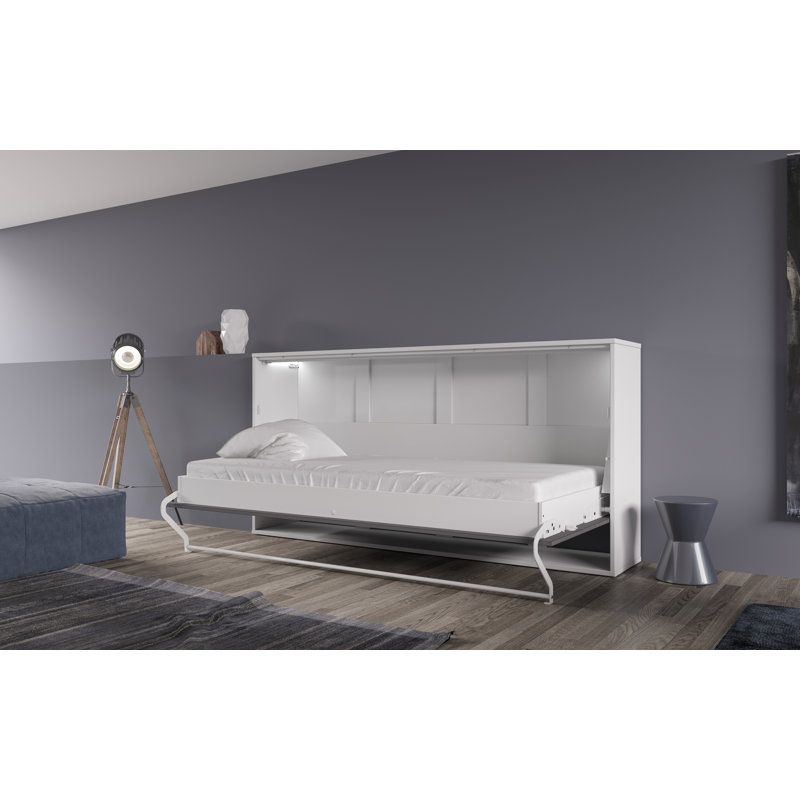 Aubri Murphy Bed, Single, White/Light Grey