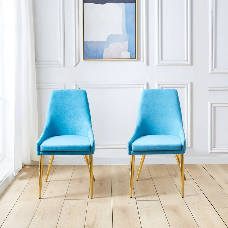 Kuido 19.3'' H Upholstered Dining Chair, Light Blue