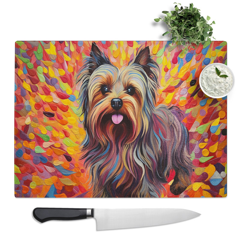 Yorkshire Terrier Colour Field No.2  Glass Chopping Board