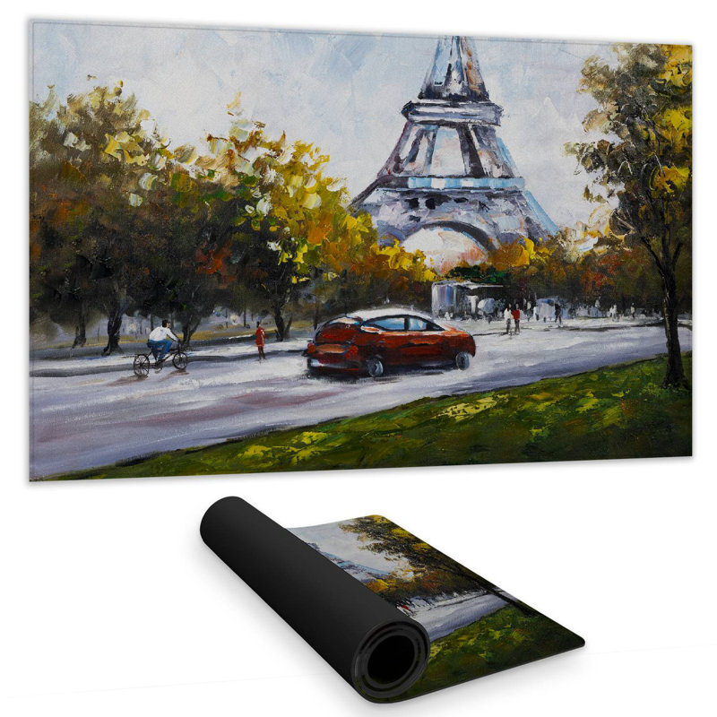 Driving near the eiffel tower - 14.00"x24.25" Desk mat