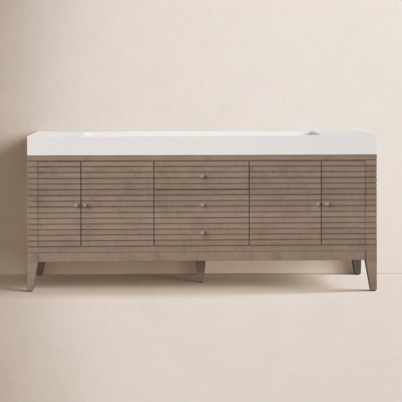 Sarin 72'' W  Single Vanity, Glossy White, Whitewashed Walnut
