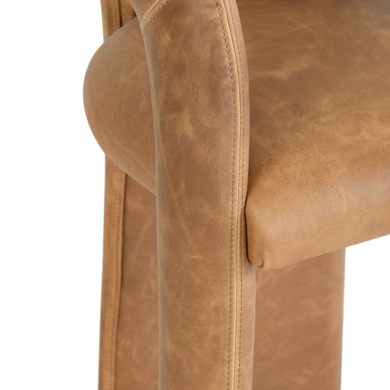 Archie Leather Counter Stool, Maple Brown