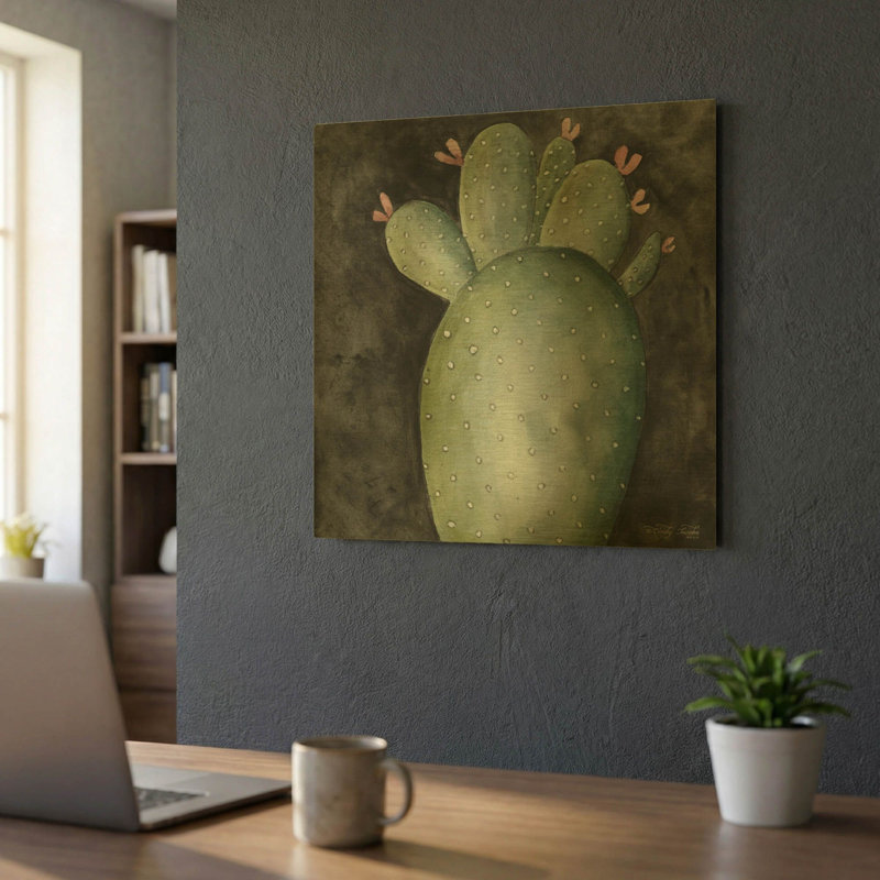 'Big Blooming Cactus II' By Cindy Jacobs Gold Metal Wall Art, 12" x 12", 24 po x 24 po