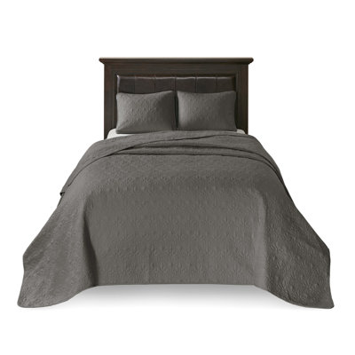 Dark Grey Reversible Bedspread For Queen Bed - Combines Stylish Quilting And Pre-Washed Cotton Filling A Cozy Bedroom Feel, Includes Shams Boasts Comfortable Sleep,