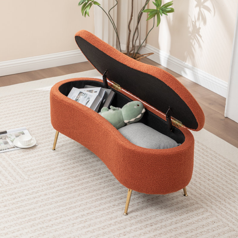 Kaybree Upholstered Storage Bench, Orange
