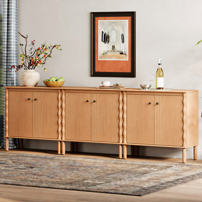Greeta Door Sideboard Buffet Cabinet With Solid Wood Legs, Walnut