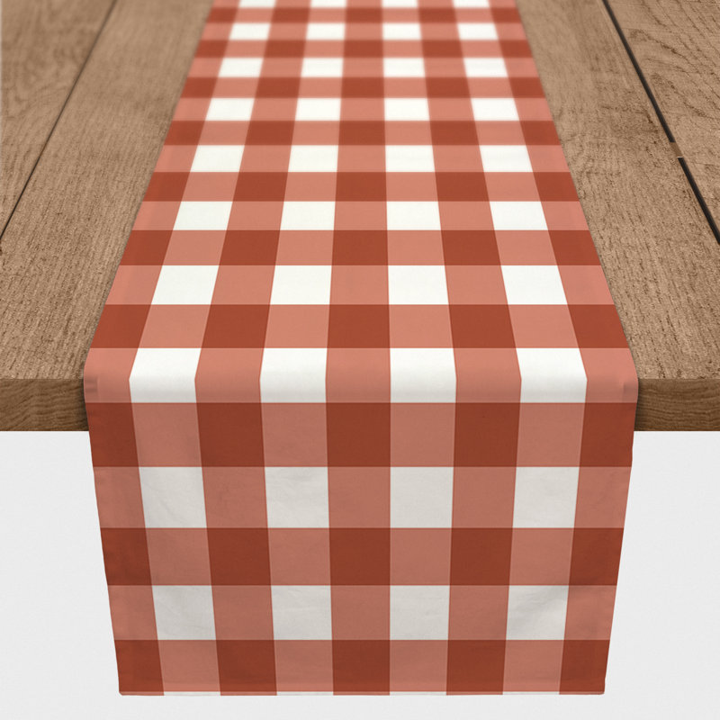 Chemin de table Doster, 90 po x 16 po, Rouille, À carreaux