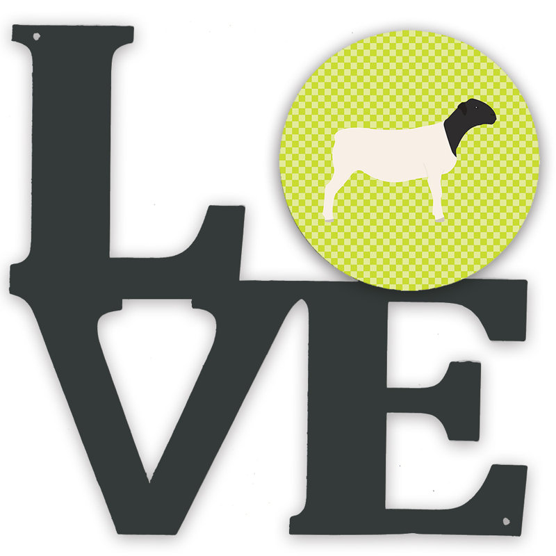 Décoration murale en métal love dorper moutons check, Vert