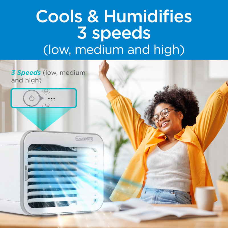 BLACK+DECKER BLACK+DECKER Desktop Air Cooler with 3-Speeds, Evaporative Air Cooler with 0.5L Water Tank