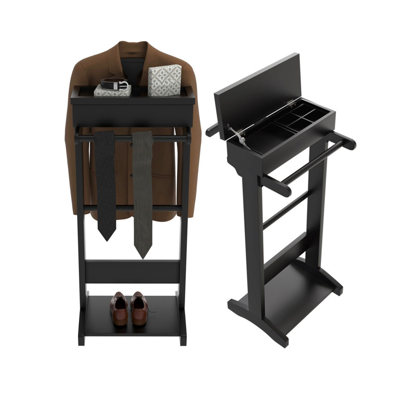 Portant à vêtements noir portatif, support à vêtements avec organisateur de rangement