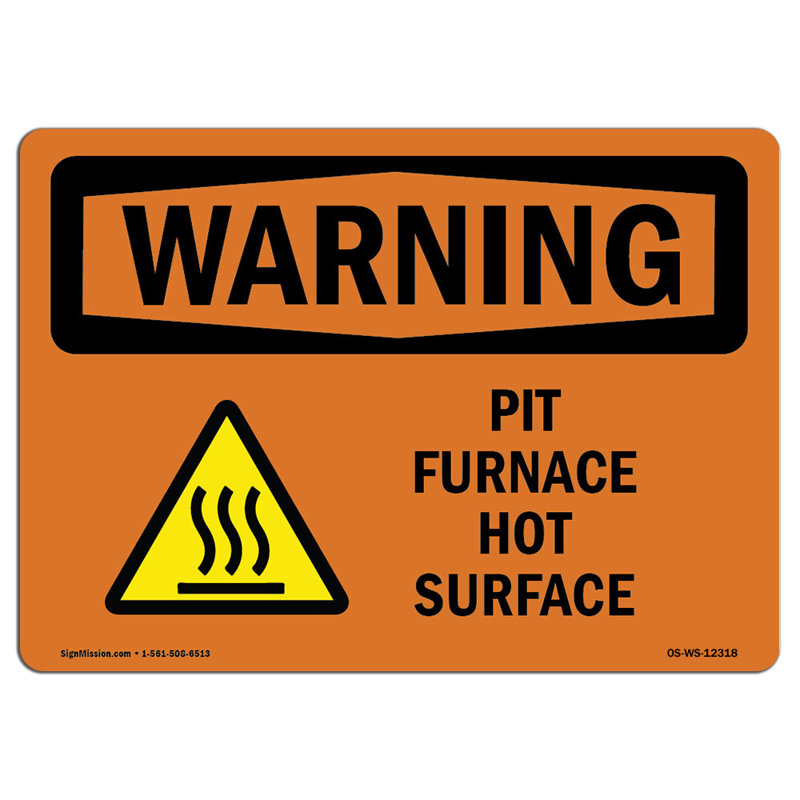 Enseigne de surface chaude de four à fosse, H 12 po x l 18 po x P 0,1 po