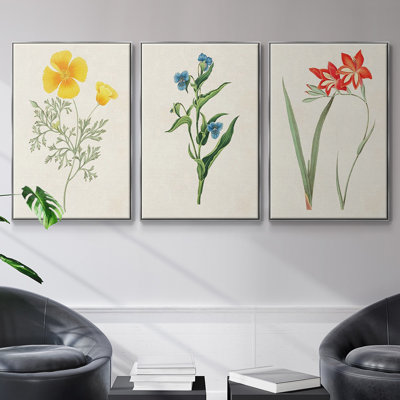 Fleurs des saisons IV, reproduction sur toile 3 pièces