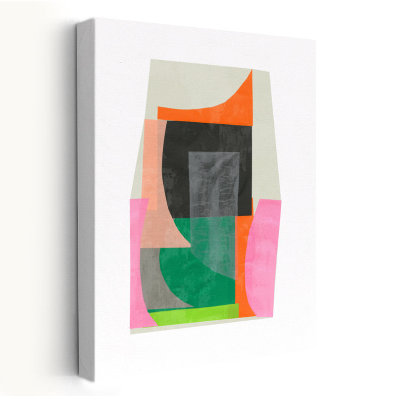 Constructed - Abstract Collage Geometric Shapes Art, 24" H x 16" W