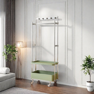 Portemanteau en acier inoxydable avec rangement en cuir