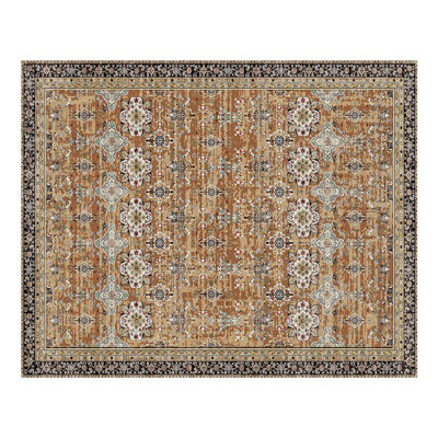 Large Area Rug 7.5X9.5 Ft Anti-Skid Tear-Resistant Floor Mat Vintage Brown Green