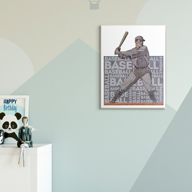 « baseball player sports », art de conception de mots Romain, H 19 po x l 13 po x P 0,5 po, Plaque de bois