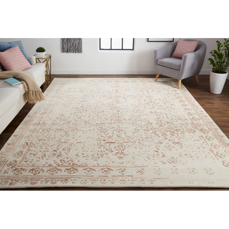 Tapis floral touffeté à la main Leeson, Rectangle 10 pi x 14 pi