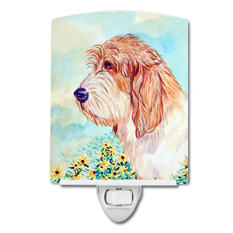 Petite lampe de nuit en céramique basset griffon bruxellois vendéen pbgv